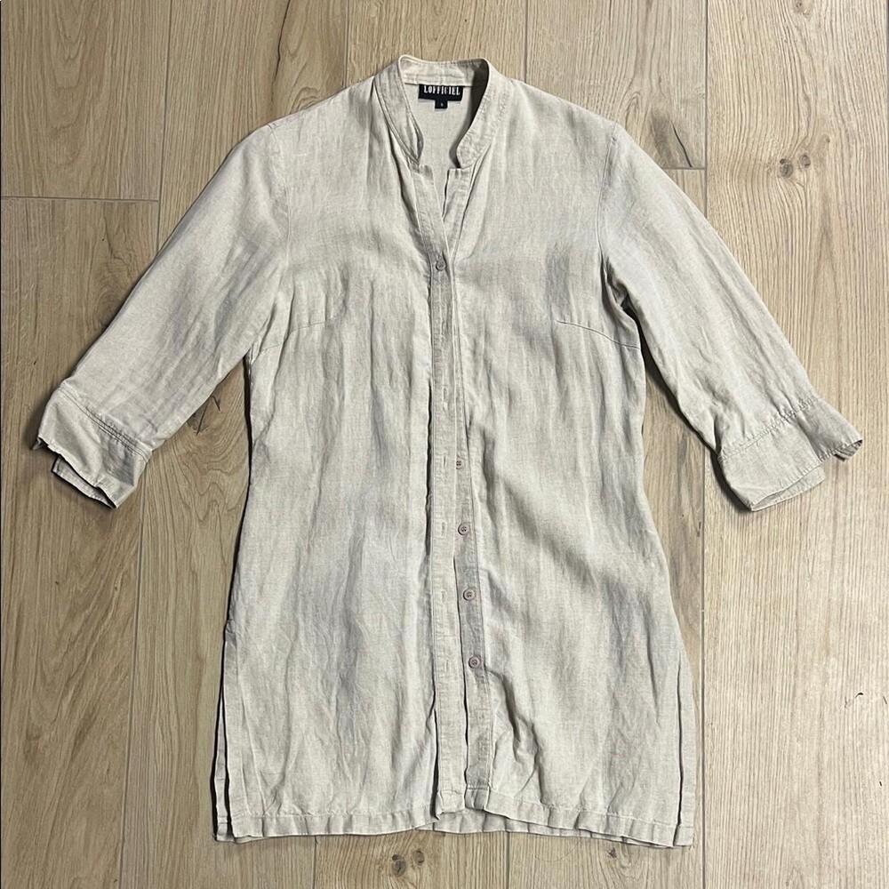 l’officiel Elegant Beige Linen long tunic shirt